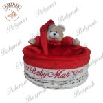 سبد بهداشتی گرد خرس تدی رنگ قرمز