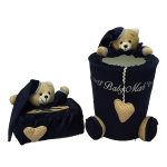 سطل و جای دستمال خرس تدی رنگ سرمه ای