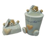 سطل و جای دستمال خرس تدی رنگ آبی