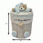سبد استوانه سایز کوچک خرس تدی رنگ آبی