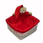 سبد بهداشتی مربع خرس تدی رنگ قرمز