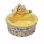 سبد بهداشتی گرد خرس تدی رنگ لیمویی