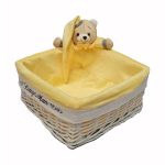 سبد بهداشتی مربع خرس تدی رنگ لیمویی