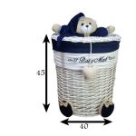 سبد استوانه سایز بزرگ خرس تدی رنگ سرمه ای