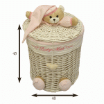 سبد استوانه سایز بزرگ خرس تدی رنگ صورتی