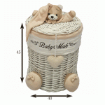 سبد استوانه سایز بزرگ خرس تدی رنگ کرم