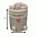 سبد استوانه سایز بزرگ خرگوش رنگ صورتی
