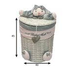 سبد استوانه سایز بزرگ خرگوش رنگ طوسی