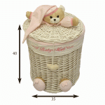 سبد استوانه سایز متوسط خرس تدی رنگ صورتی