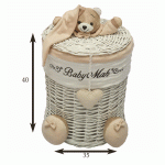 سبد استوانه سایز متوسط خرس تدی رنگ کرم