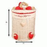 سبد استوانه سایز متوسط خرس تدی رنگ قرمز