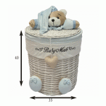 سبد استوانه سایز متوسط خرس تدی رنگ آبی