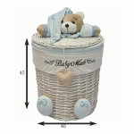 سبد استوانه سایز بزرگ خرس تدی رنگ آبی