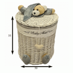 سبد استوانه سایز کوچک خرس تدی رنگ طوسی