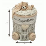 سبد استوانه سایز کوچک خرس تدی رنگ کرم