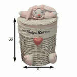 سبد استوانه سایز کوچک خرگوش رنگ صورتی