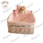 سبد بهداشتی مربع خرس تدی رنگ صورتی