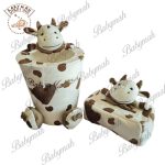 سطل و جای دستمال مدل گاو