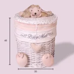 سبد استوانه متوسط خرگوش رنگ کرم